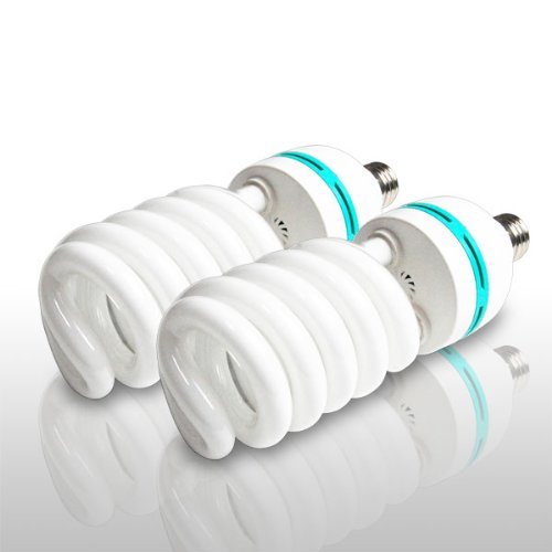 LimoStudio Set of Two 105 Watt, 6500 K Fluorescent Daylight Balanced Light Bulb for Photography and Video Lighting, AGG878