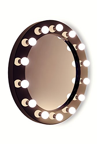 High Gloss Black Round Hollywood Makeup Mirror with Warm White LED lamps K247WW