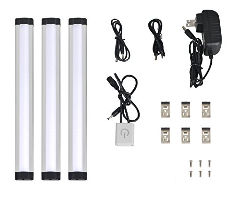 Sunthin Daylight Dimmable LED Under Cabinet Lighting Set of 3, Touch Dimmer Included, Milk Cover