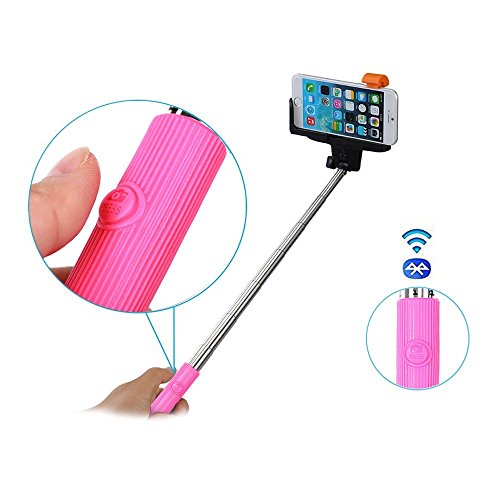 ieGeek® Stick with Extendable Wireless Bluetooth Remote Wireless Bluetooth Remote Camera Shooting Shutter Monopod Handheld Self Portrait Selfie Stick for iPhone 6 iPhone 6 Plus,iPhone 5 5s 5c 4 4s, Samsung S3 S4 S5,Samsung Note 2 Note 3, HTC One M7 M8, Google Nexus 4 5, LG G2, Sony Xperia Z1 Z2 Compatble for Smart Phones with IOS 4.0 and Android 3.0 or Above System Smartphone (Pink)