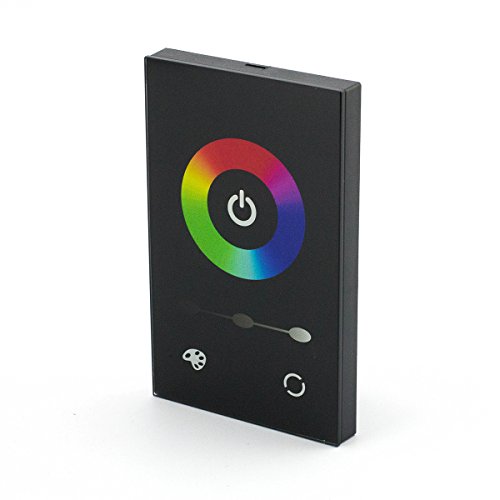 RGB (Multi-color) Wall-mounted Glass Touch Screen RGB LED Controller – 3 Channel LED Dimmer Switch for RGB LED Lights (Black)