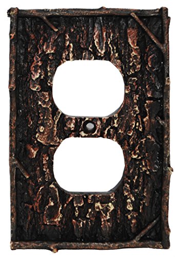 HiEnd Accents Pine Bark Single Outlet Cover