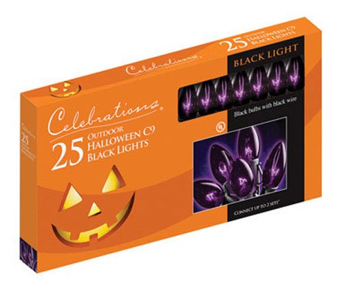 Celebrations Halloween C9 Light Set, 25 Lights, Black Bulbs W/black Cord