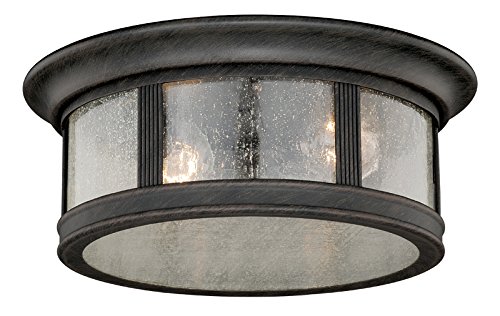Vaxcel Lighting T0155 Hanover 2 Light Flush Mount Outdoor Ceiling Fixture, Rust Iron