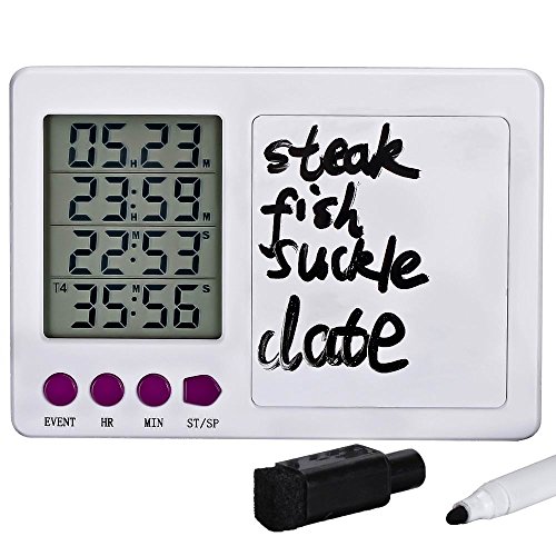 Mudder 4 Event Kitchen Timer with Whiteboard, Eraser, Digital LCD, Magnet and Bracket, Suitable for Cooker, Chief,Students in Lab for a Project