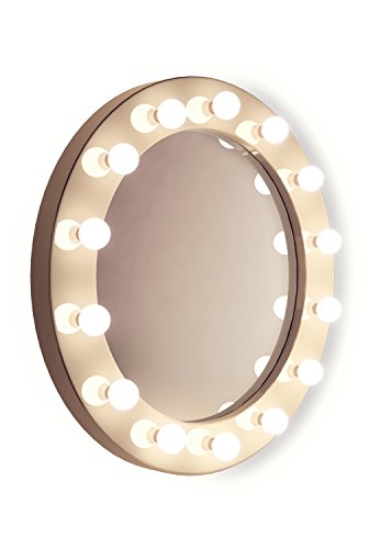 High Gloss White Round Hollywood Makeup Mirror with Warm White LED lamps k246WW