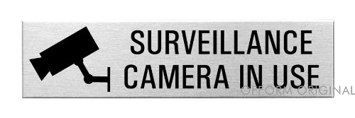 OFFORM Stainless Steel Door Sign 6.3×1.57 in, No.27049 “Surveillance Camera”