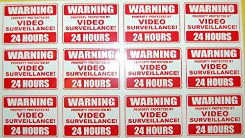 Property Security Stickers Signs Surveillance Camera Decal Home Alarm 12pcs