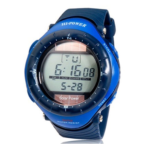 BestOfferBuy Unisex Solar Digital Sports Silicone Watch 0405M Blue