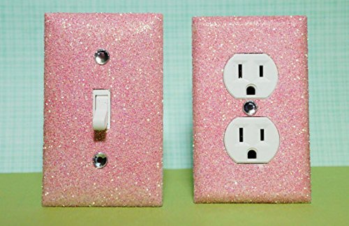 LIGHT PINK Glitter Switch Plate & Outlet Covers. SET OF 2. ALL Styles Available! Reviews