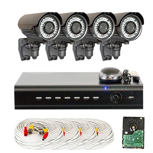 4 Channel (4) Varifocal Zoom 700 TVL Security Camera 1TB 960H DVR Surveillance System – Vandal proof & Water proof 42pcs IR LED 131 ft IR Night Vision For Ourdoor / Indoor Use