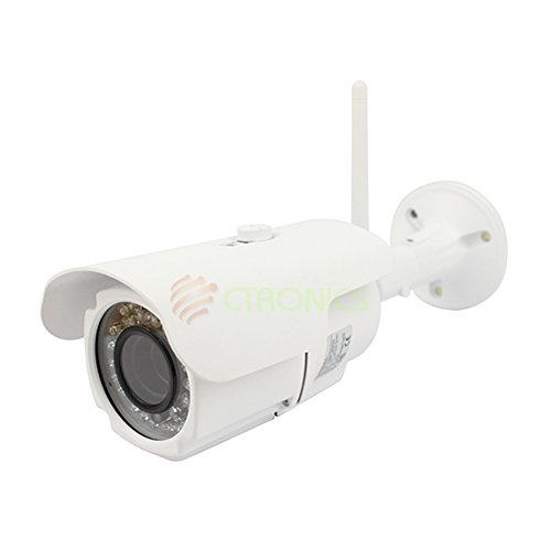 Ctronics CTIPC-125C1080PW 1/3″ CMOS 1080P 30m IR Range Mini Bullet CCTV WIFI IP Camera 2.8~12 mm Varifocal Lens 36 LEDs ONVIF Night Vision IR HD Home Security Surveillance Camera with Power Supply Adapter and Network Cable for Indoor and Outdoor – White