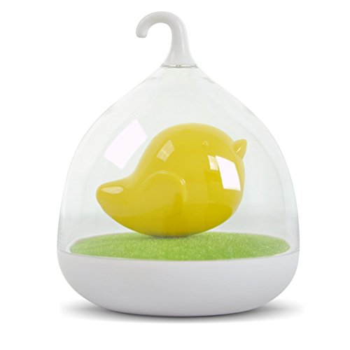 Generic Birdcage Shape Portable Touch Dimmable Lamp Control 3d Bird LED Night Light with Rotary Handle and Battery,in Indoors and Outdoors Color Yellow