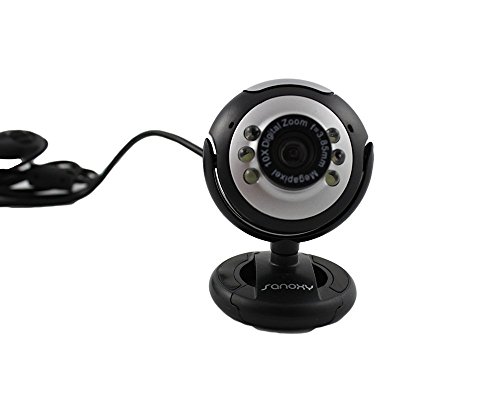 SANOXY Round Webcam with Microphone and LED light for Night Vision