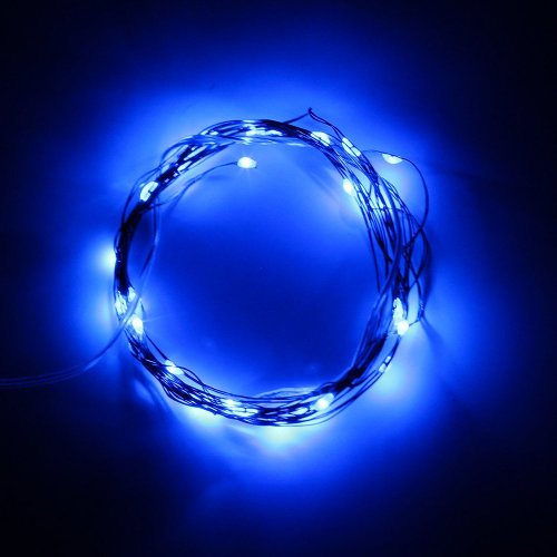 SINOLLC Blue Soft Wire LED Light String 2m 20 LED Bulbs Starry Starry Light Indoor String Light Outdoor Rope Lights 3 AA Batteries Operated LED Fairy Light