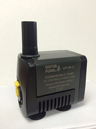 United Pump UP-80-S Fountain, Statuary & Table Top Submersible Pump 75 GPH with On/Off switch 6’cord