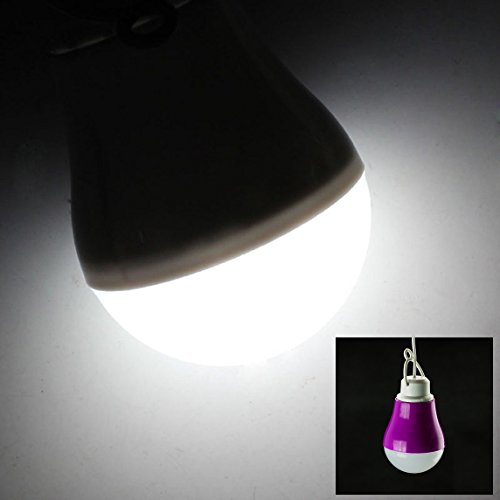 BINZET 5W Portable USB LED Bulb CampLight Emergency Lamp, Super Bright White Light – Purple