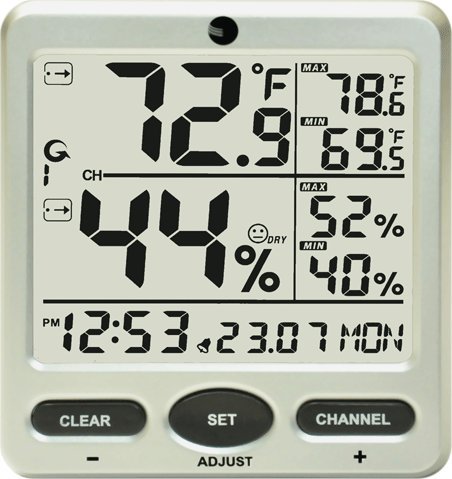Ambient Weather WS-08-C Wireless Indoor/Outdoor 8-Channel Thermo-Hygrometer with Daily Min/Max Display, Console Only