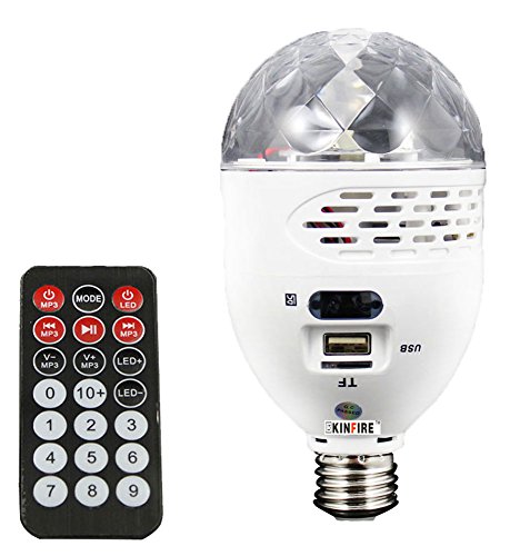 niceEshop(TM) KINFIRE E27 LED 220 Lumen RGB 5W Speaker FM Radio USB TF Card RF Dimmer Light Bulb (AC 85-265V)