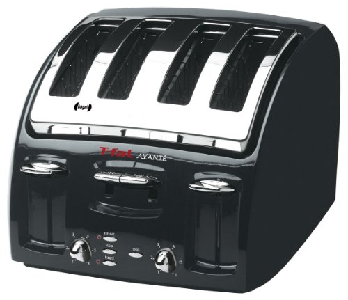 T-fal 533200 Classic Avante 4-Slice Toaster with Bagel Function, Black