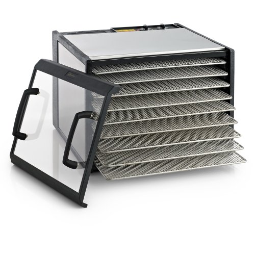 Excalibur 9-Tray Clear Door Stainless Steel Dehydrator w/Stainless Steel Trays, Model D900CDSHD