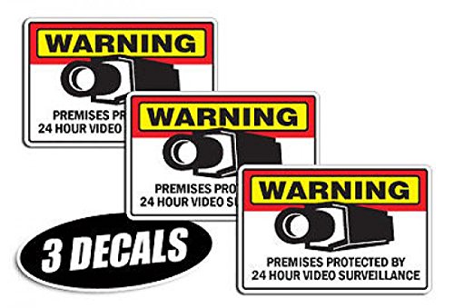 Decal Video Sarning Stickers Signs Security Surveillance CCTV Camera 3 Pack