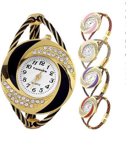 Vktech® Retro Lady Womens Quartz Wrist Watch With Round Golden Case & Crystal Decoration/ Bracelet Watch, Bangle Cuff Reviews