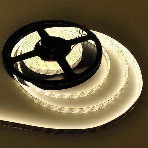 LEDwholesalers Water-Resistant Flexible LED Light Strip with 600xSMD2833 and White PCB Backing 16.4 Feet 12 Volt, Warm White, 20112WW