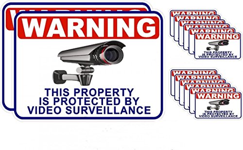14pcs Security Stickers Camera Video CCTV Home Warning Decal Signs Surveillance