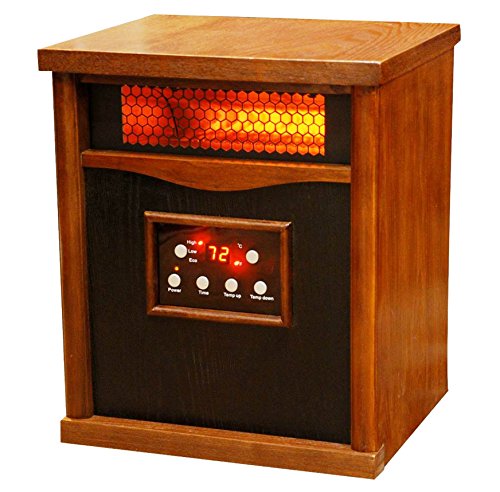 Lifesmart 6 Element Large Room Infrared Quartz Heater w/Wood Cabinet and Remote