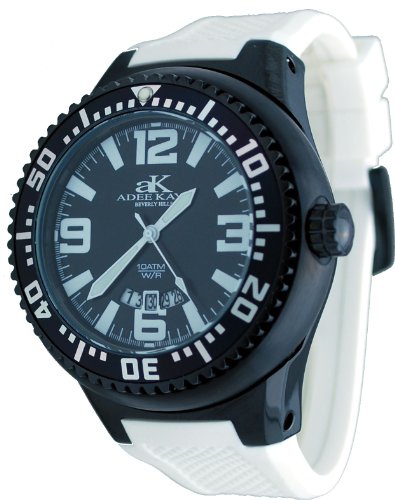 Adee Kaye #2230SS-MIPB Men’s Neptune Collection Stainless Steel Silicone Band Black and White Watch Reviews