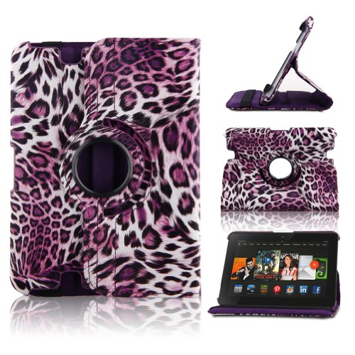 TOPCHANCES 360 Degree Rotating Stand Leopard Purple Slim Mordern Smart Cover Case for the 2012 kindle fire HD 7 Built in Stand-(Auto Sleep and Wake Speciality) Reviews