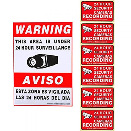 7Pcs Camera Video Security Stickers Warning Surveillance Decal Alarm Home Sign