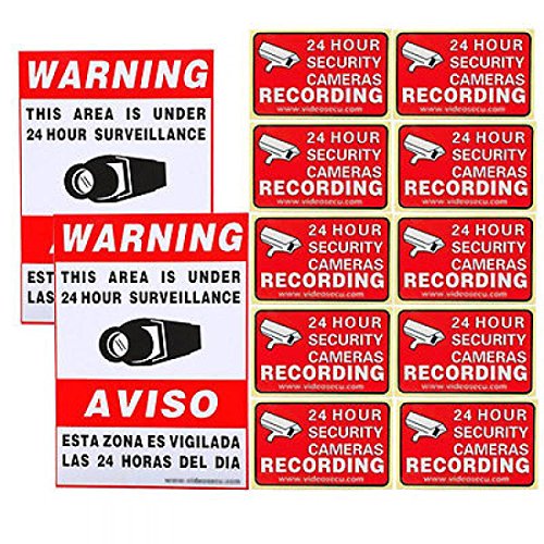 12pcs Surveillance Warning Decal Signs Security Stickers Camera Video CCTV Home