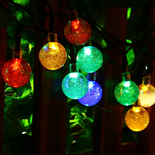 APEXPOWER Solar Outdoor String Lights, 30 Crystal Ball Waterproof LEDs ...