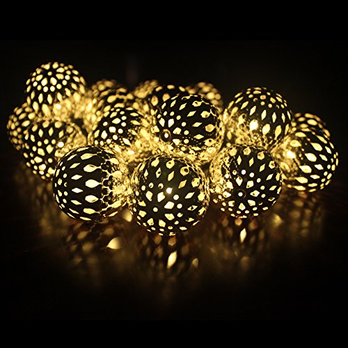 Dephen Globe Solar String Lights, Moroccan Ball String Lights Warm ...