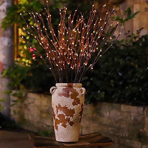 EAMBRITE 3PK 30″ Brown Lighted Twig Branches Pathway Light 60 LED Warm ...