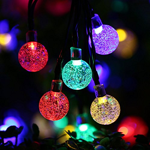 LUCKLED Globe Solar Outdoor String Lights, 20ft 30LED Multi Color Fairy ...