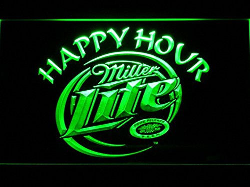 Miller Lite Happy Hour Beer Bar LED Neon Light Sign Man