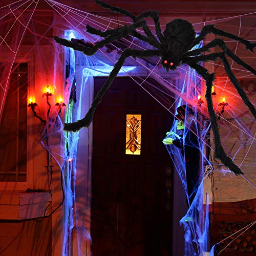 OCATO 200″ Halloween Spider Web + 59″ Giant Spider Decorations Fake ...