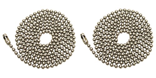 Brushed Nickel 3-Feet Beaded Chain With Connector 36 Inch Pack Of 2 Pull Chain Extension