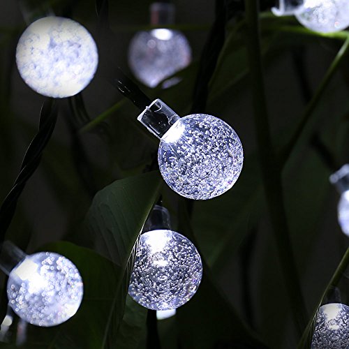 Solar String Lights, Outdoor Globe Lights by ICICLE, 20ft 30 LED 8 ...