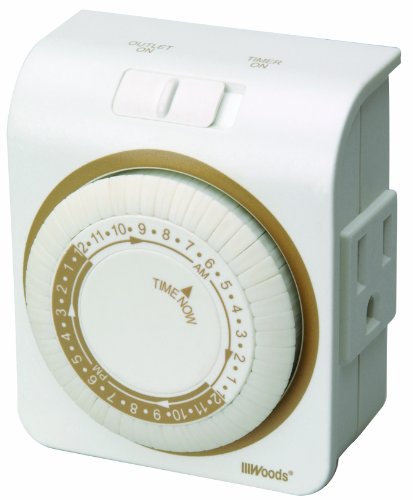 Woods 50001 Indoor Grounded Plug 24-Hour Heavy Duty Mechanical Outlet Timer