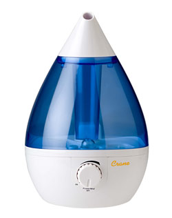 Crane Drop Shape Cool Mist Humidifier, White and Blue Product Shot