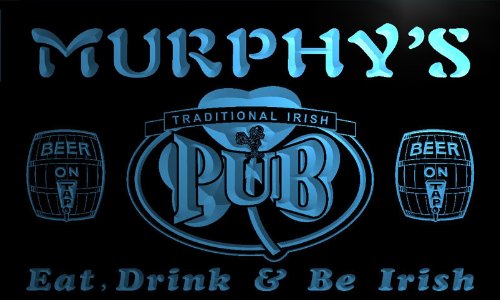 Pa1059-b Murphy's Irish Shamrock Home Pub Bar Beer Neon